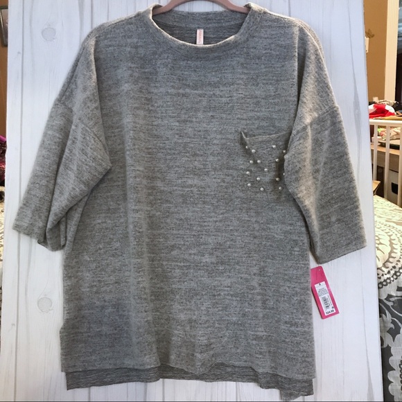 Xhilaration Sweater with beaded pearl pocket - Picture 1 of 5